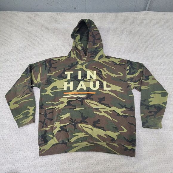 Tin Haul Sweatshirt Adult Medium Green Brown Camo Camouflage Western Hoodie‎ - Picture 1 of 12